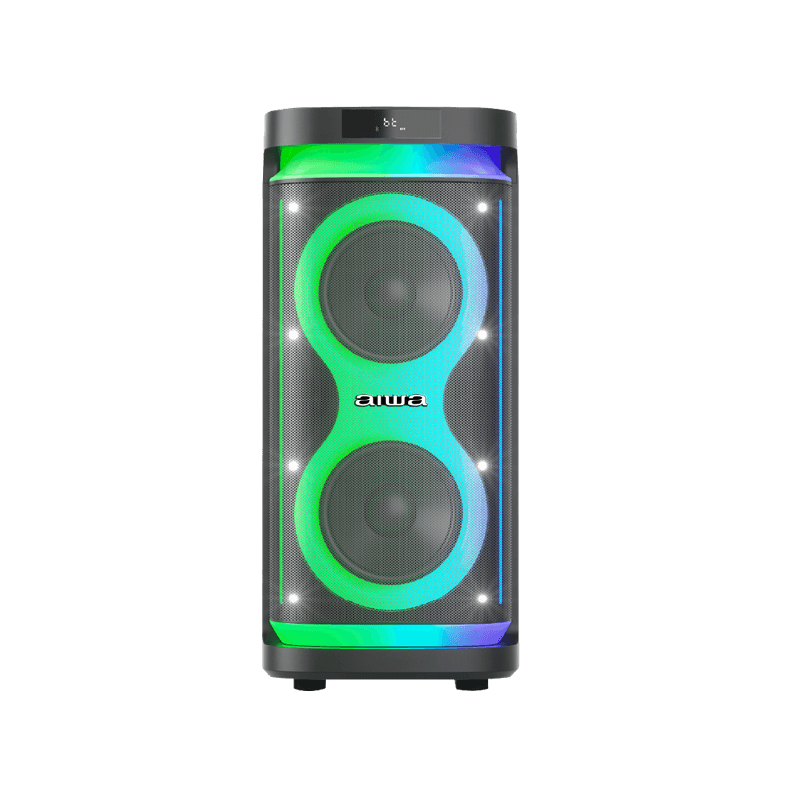 Torre de sonido Aiwa negro vista frontal