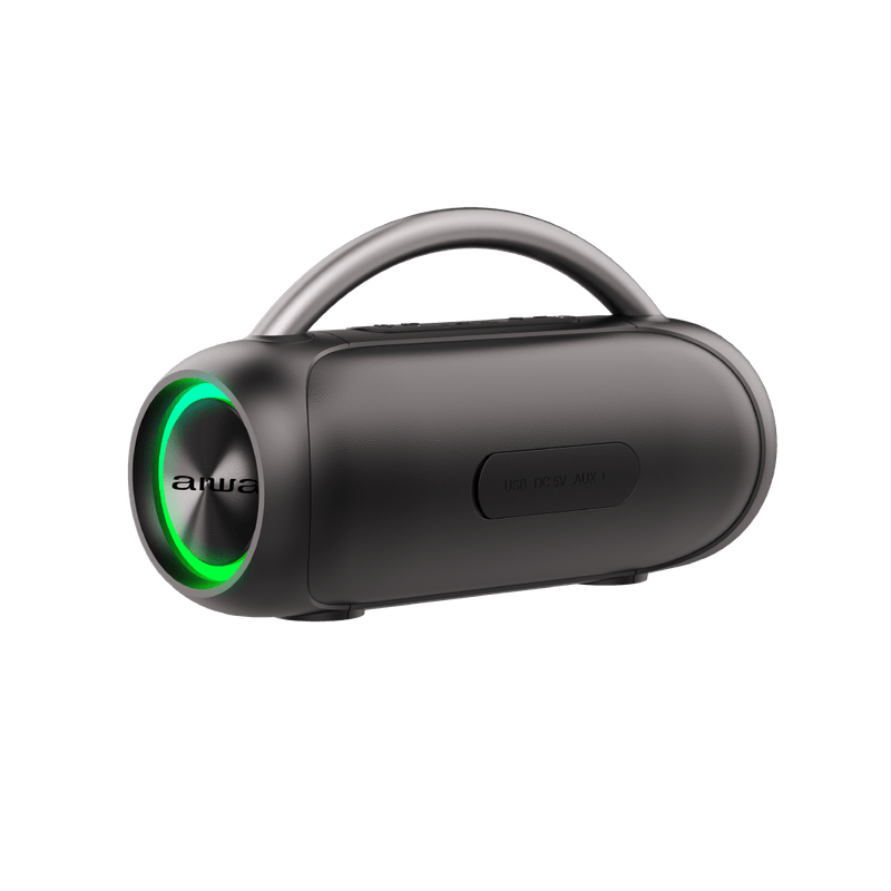 Parlante Aiwa AW-S10BT negro iluminación RGB encendida