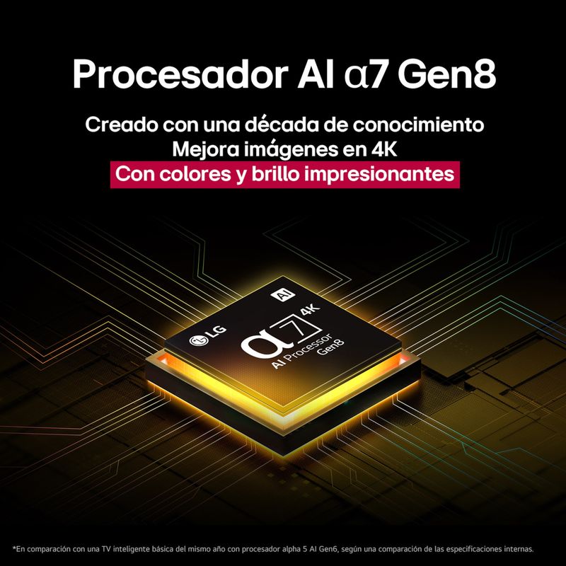 Smart TV LG 43 pulgadas 4K UHD 43UA7300PSB detalle procesador