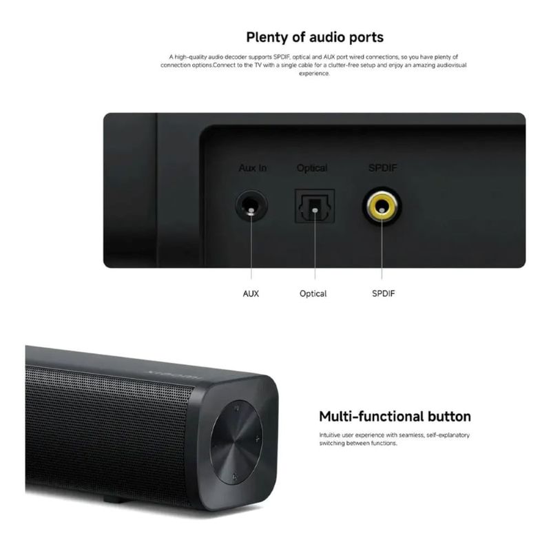 Barra de sonido Xiaomi Soundbar 2.0 negro producto completo
