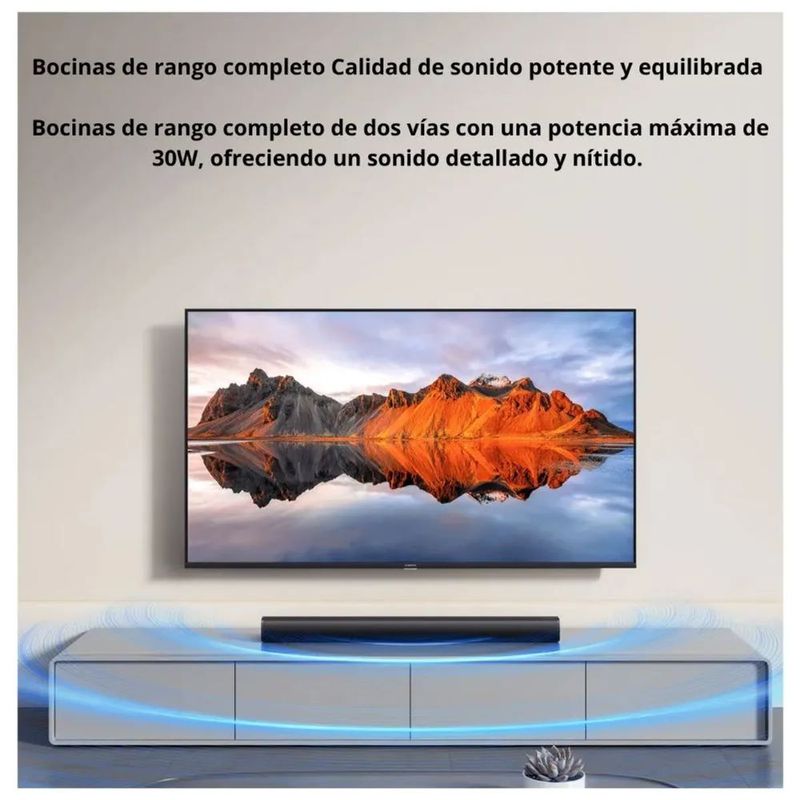Barra de sonido Xiaomi Soundbar 2.0 negro instalada en pared