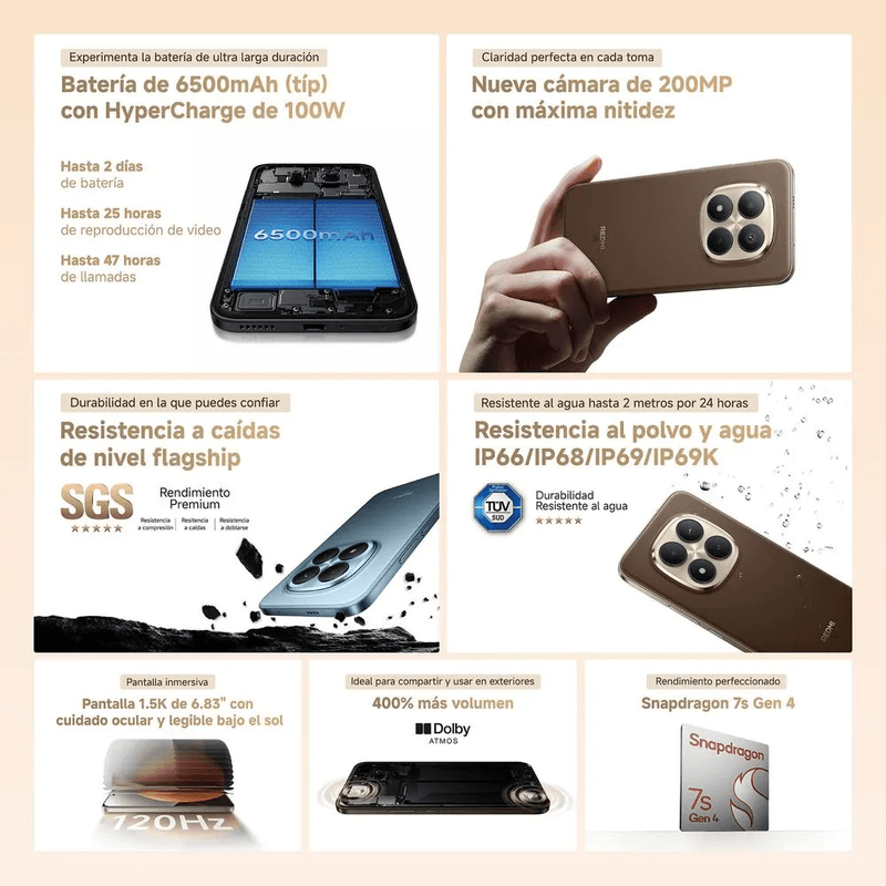 Celular Xiaomi Redmi Note 15 Pro+ 5G café moca diseño premium