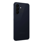 Celular Samsung Galaxy A57 5G azul oscuro vista lateral diseño delgado