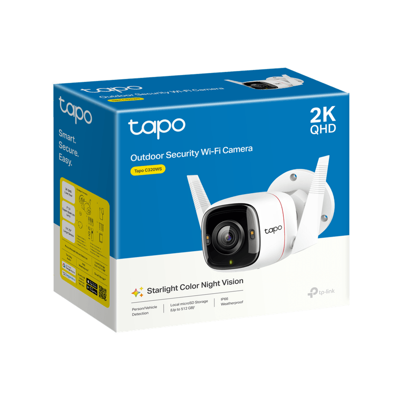 Cámara TP-Link Tapo C320WS exterior 2K Wi-Fi MicroSD 64GB empaque