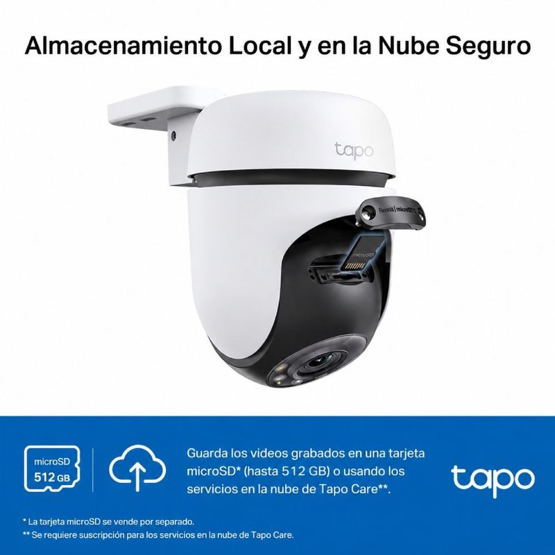 Cámara TP-Link Tapo C510W 2K QHD Wi-Fi 360 exterior blanca frontal características