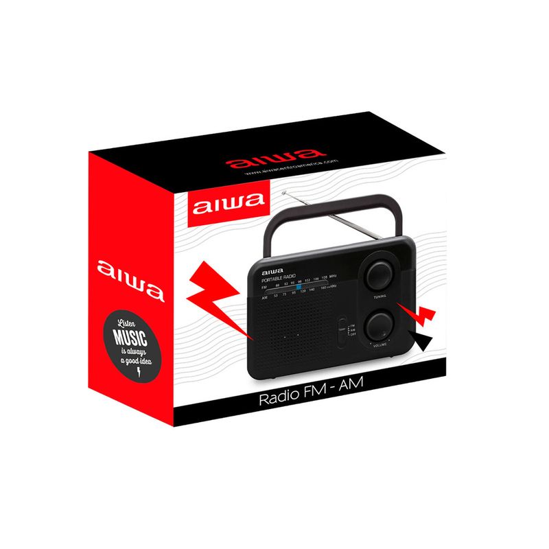 Radio portátil Aiwa AWFML4 negro vista diagonal