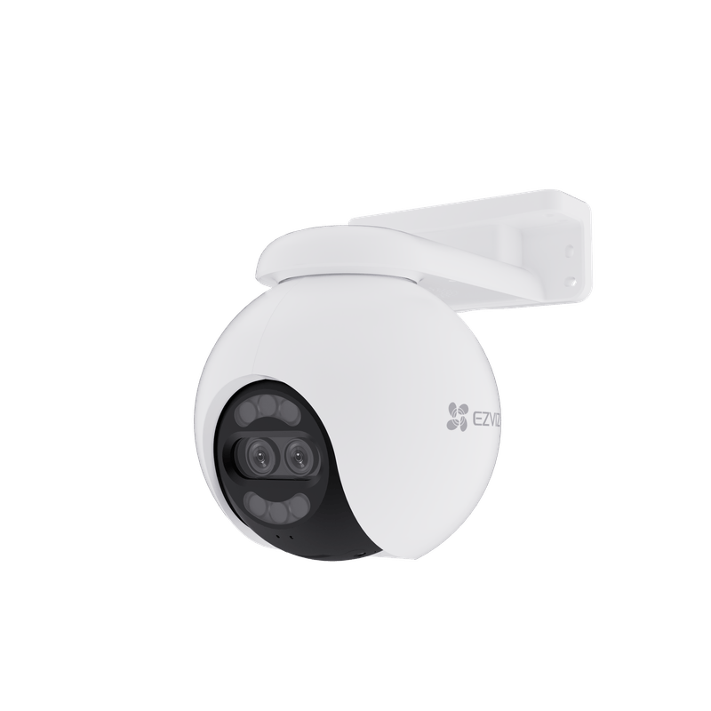 Cámara seguridad EZVIZ H80x Dual 4K Wi-Fi exterior blanca frontal diagonal