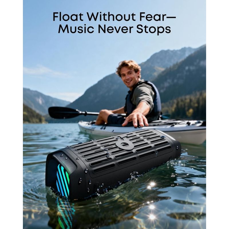 Parlante Bluetooth Soundcore Boom 3i reproducción flotante negro toma en agua
