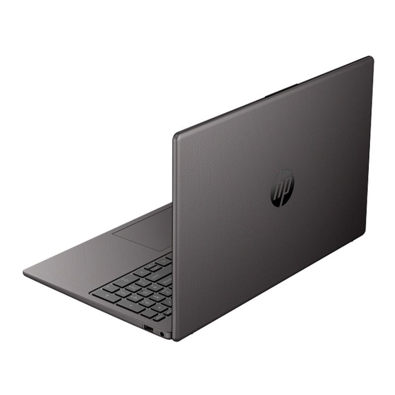 Laptop HP 250R G10 15.6 pulgadas con 16GB RAM SSD 512GB negro vista dorsal oblicua