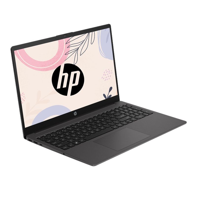 Laptop HP 255 G10 con 8GB RAM SSD 256GB 15.6 pulgadas vista frontal oblicua