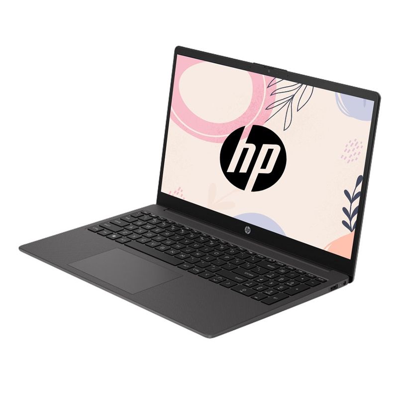 Laptop HP 255 G10 con 8GB RAM SSD 256GB 15.6 pulgadas vista frontal oblicua