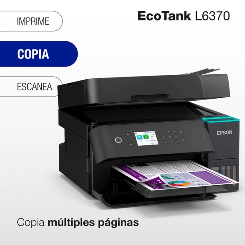 Impresora Epson EcoTank L6370 Wi-Fi dúplex con tintas T504 diagonal