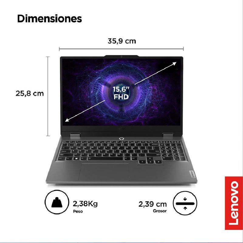 Laptop Lenovo LOQ 15IAX9 i5 16GB SSD 512GB RTX3050 gris características características