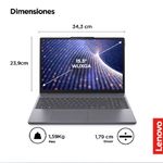 Laptop Lenovo IdeaPad Slim 3 i5 16GB SSD 512GB 15.3 gris frontal medidas