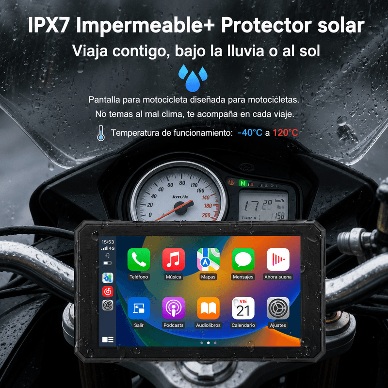 Pantalla para moto LAESD Q5S CarPlay inalámbrico negro toma de uso