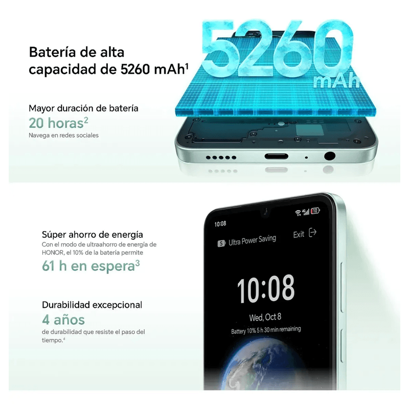 Celular Honor X5c Plus 256GB 4GB RAM cámara 50MP negro 4G