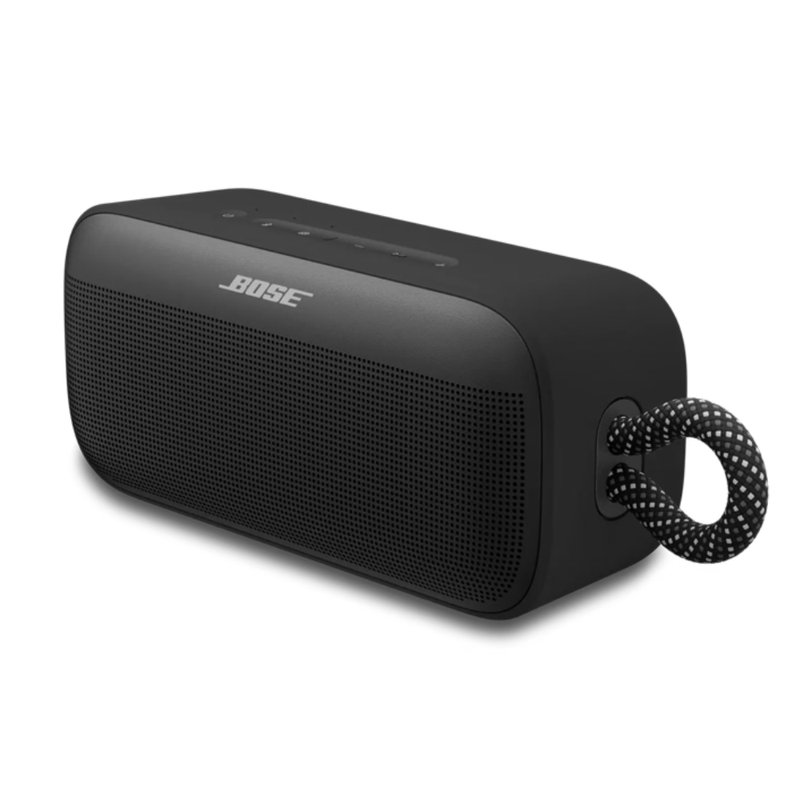 Parlante bluetooth Bose SoundLink Plus 15W IP67 color negro vista frontal oblicua