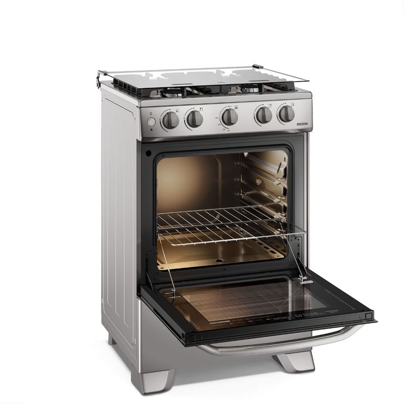 Cocina Electrolux FE4GMR 4 quemadores VaporBake gas silver frontal iluminación interna