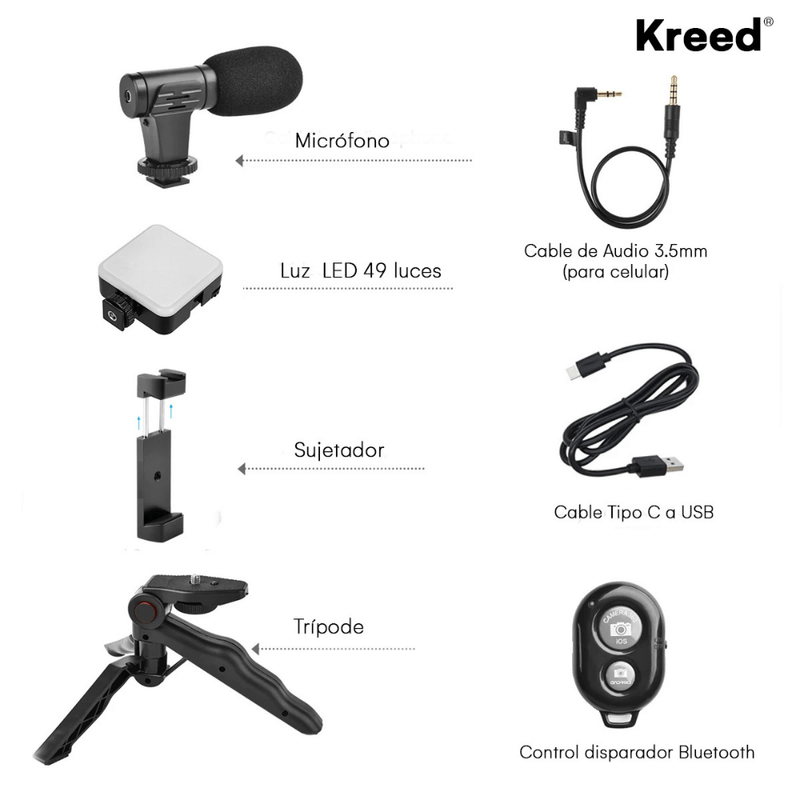 Kit de grabación KREED AY-49 negro accesorios incluidos