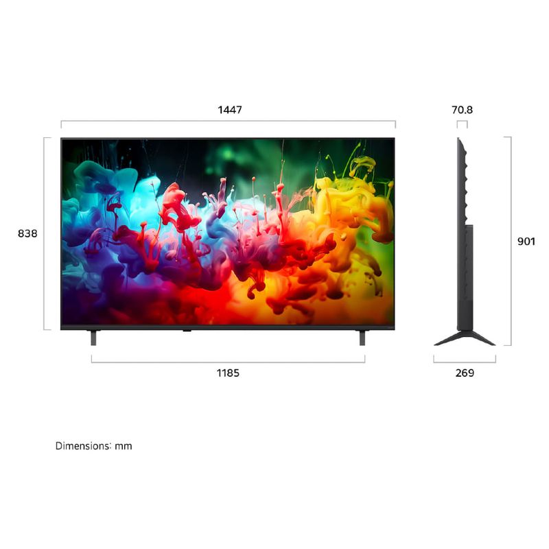 Smart TV LG 65 pulgadas 4K MiniLED webOS dimensiones