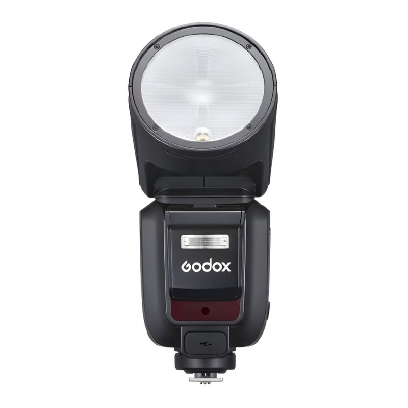 Flash profesional de zapata Godox V100 para Canon vista frontal