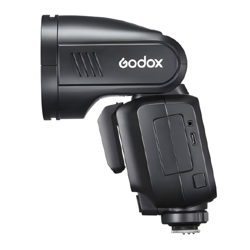 Flash profesional de zapata Godox V100 para Canon vista lateral