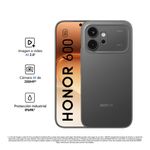 Celular Honor 600 512GB negro + Smartwatch Honor Choice 2i frontal características