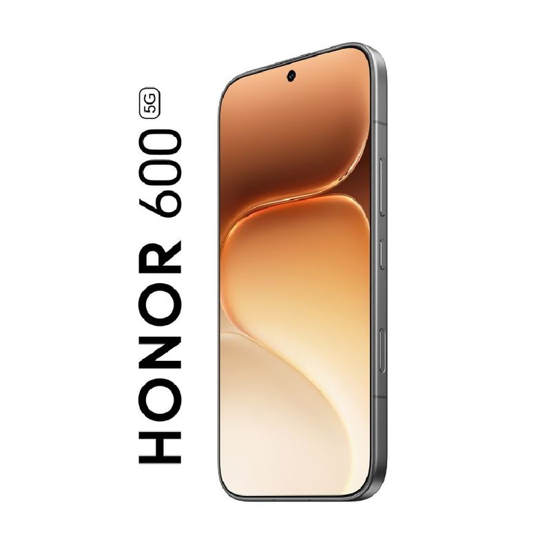 Celular Honor 600 512GB negro + Smartwatch Honor Choice 2i frontal oblicuo
