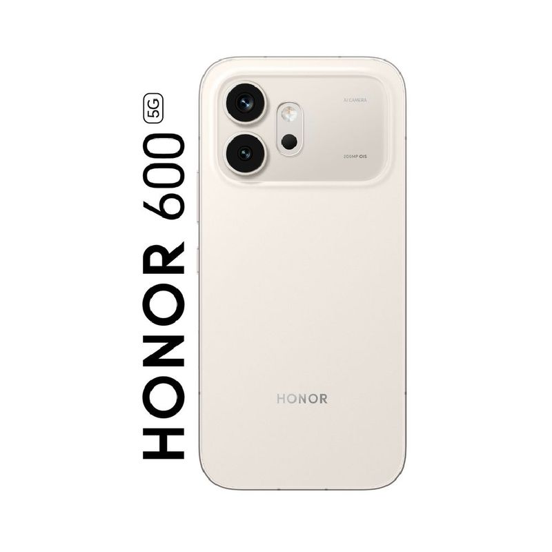 Celular Honor 600E 512GB oro, batería 6520 mAh e IP66 dorsal