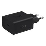 Cargador de pared Samsung USB-C 60W negro, carga rápida frontal
