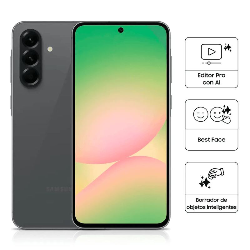 Celular Samsung Galaxy A56 5G 256GB negro, batería 5000mAh frontal características beneficios