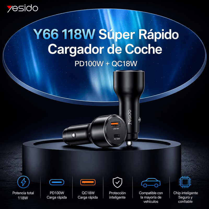 Cargador YESIDO Y65 negro USB-C PD