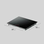 Encimera de inducción Electrolux IE4TW 60cm 4 hornillas frontal medidas