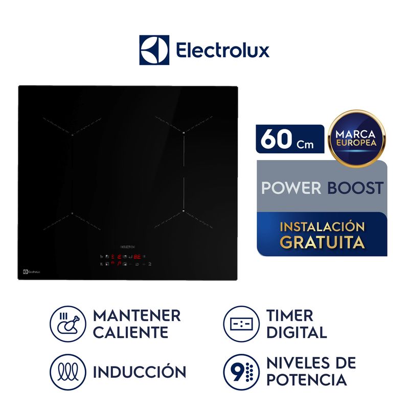 Encimera de inducción Electrolux IE4TW 60cm 4 hornillas frontal beneficios