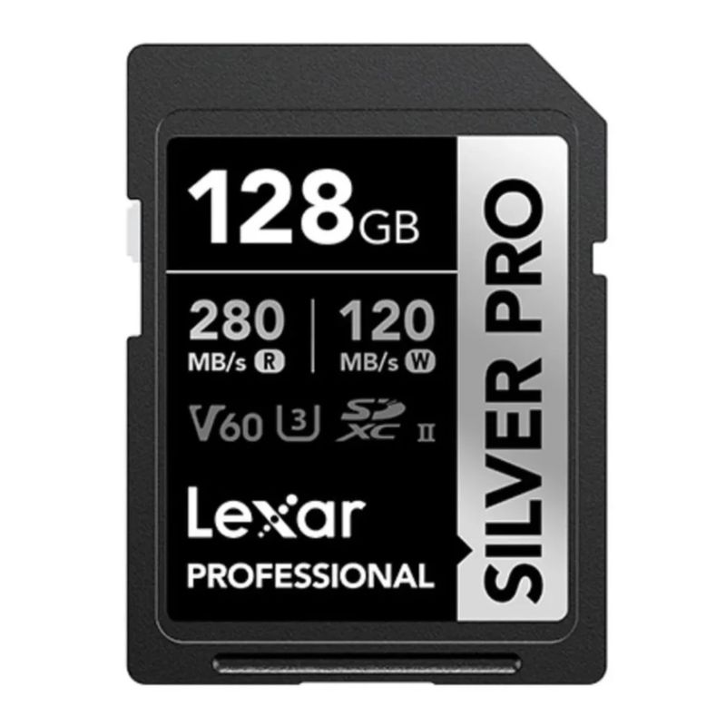 Tarjeta de memoria Lexar Professional SDXC V60 128GB Silver vista frontal