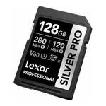 Tarjeta de memoria Lexar Professional SDXC V60 128GB Silver vista frontal oblicua