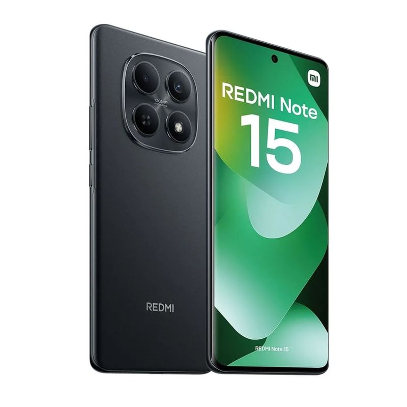 Celular Xiaomi Redmi Note 15 4G 128GB negro, 108MP AMOLED FRONTAL oblicuo