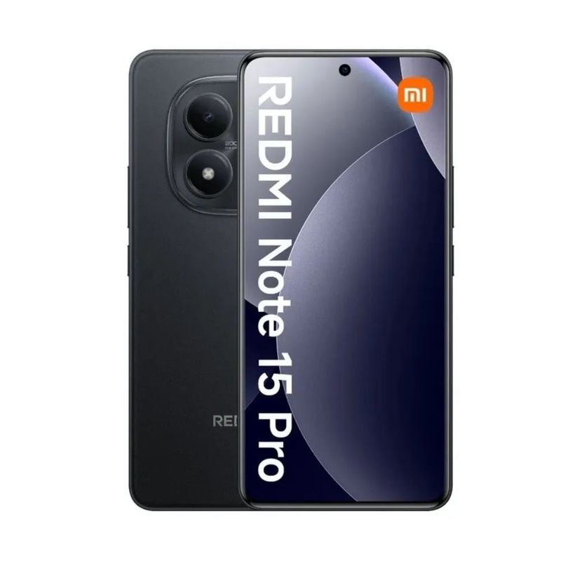 Celular Xiaomi Redmi Note 15 Pro 5G 256GB negro, AMOLED frontal dorsal