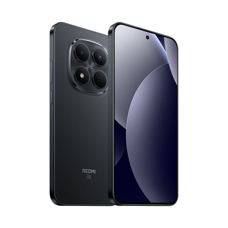 Celular Xiaomi Redmi Note 15 Pro 5G 256GB negro, AMOLED frontal oblicuo