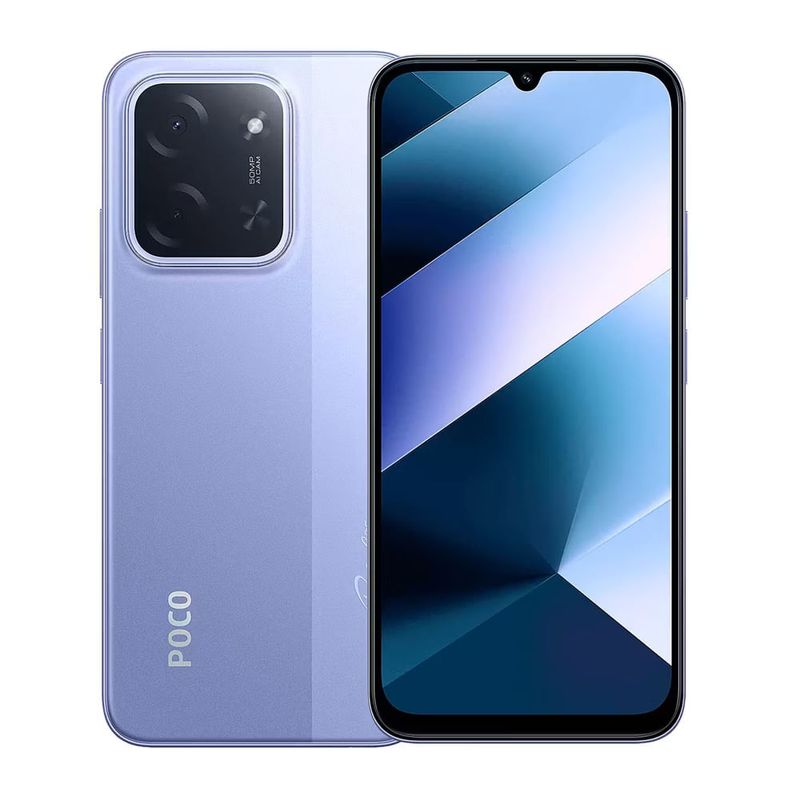 Celular Xiaomi Poco C85 128GB morado, batería de 6000mAh FRONTAL