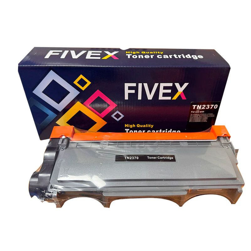 Toner Fivex TN-2370 negro compatible Brother 2600 páginas frontal