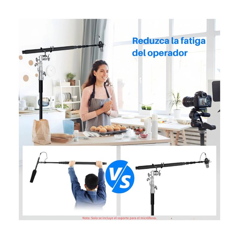 Soporte para brazo Neewer CM-NA-1 micrófono y luces, ángulo frontal oblicuo, especificaciones
