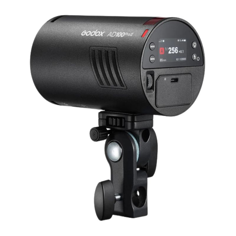 Flash de estudio Godox AD100Pro II 100Ws portátil vista dorsal oblicua