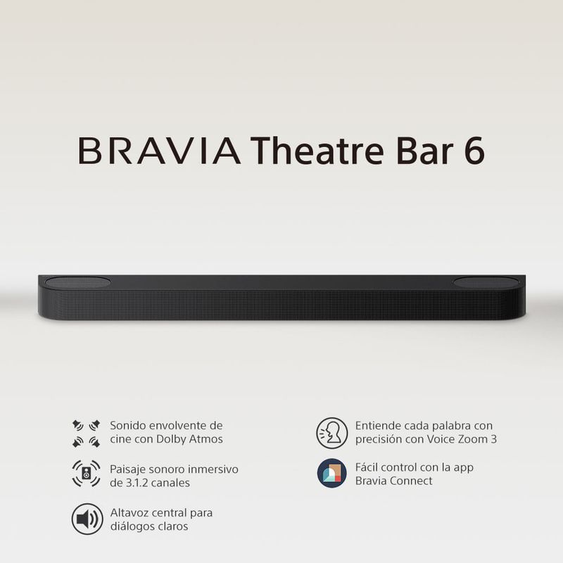 Barra de sonido Sony BRAVIA Theatre Bar 6 HT-B600 negro Dolby Atmos