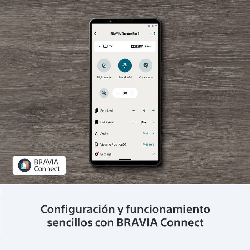 Barra de sonido Sony BRAVIA Theatre Bar 6 HT-B600 negro app BRAVIA Connect