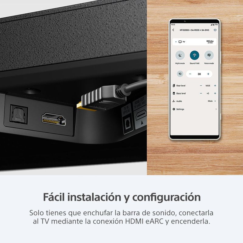 Barra de sonido Sony HT-S2000 negro entrada óptica
