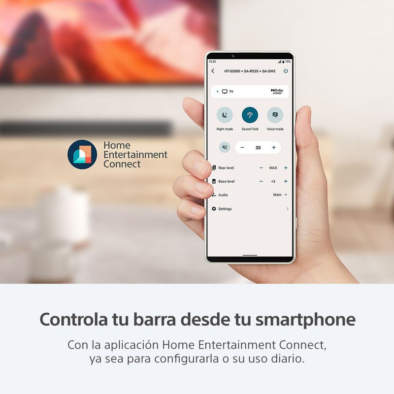 Barra de sonido Sony HT-S2000 negro app BRAVIA Connect
