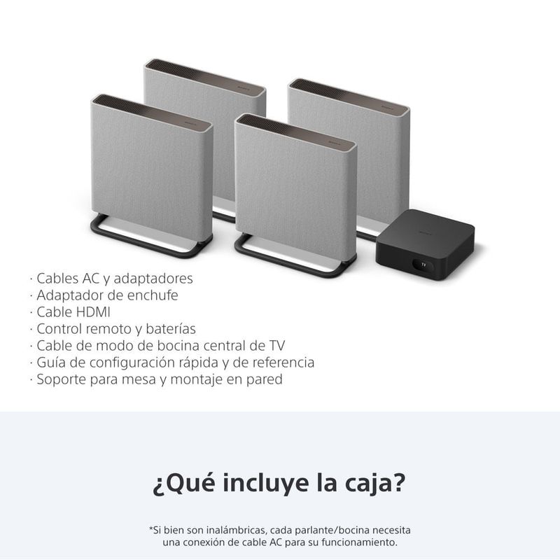 Sistema Home Theatre Sony BRAVIA Theatre Quad HT-A9M2 gris contenido de caja