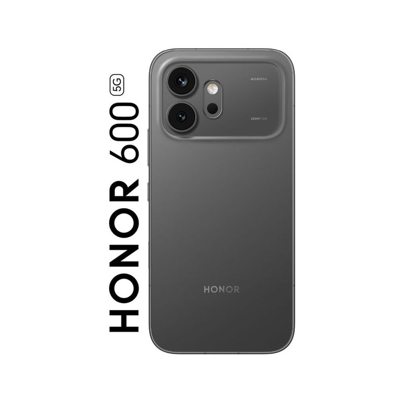 Celular HONOR 600 5G 512GB negro, cámara 200MP y 7000mAh frontal características dorsal