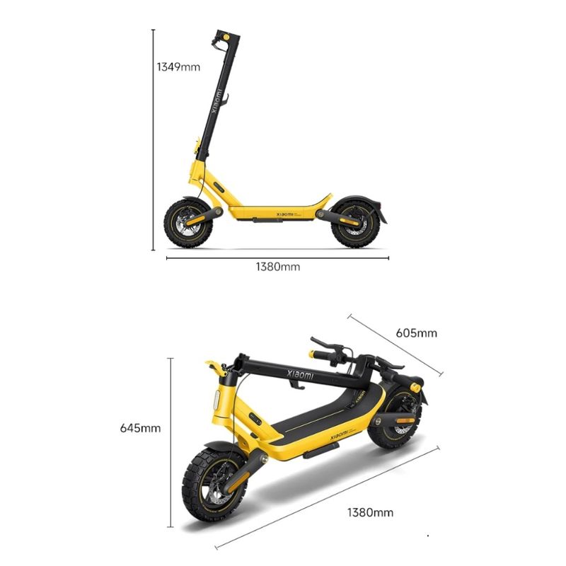 Scooter Xiaomi 6 Ultra autonomía hasta 75 km amarillo vista medidas